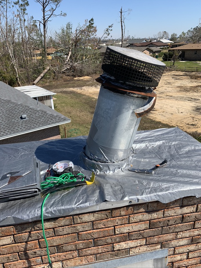 Flue pipe that's damaged after a hurricane 