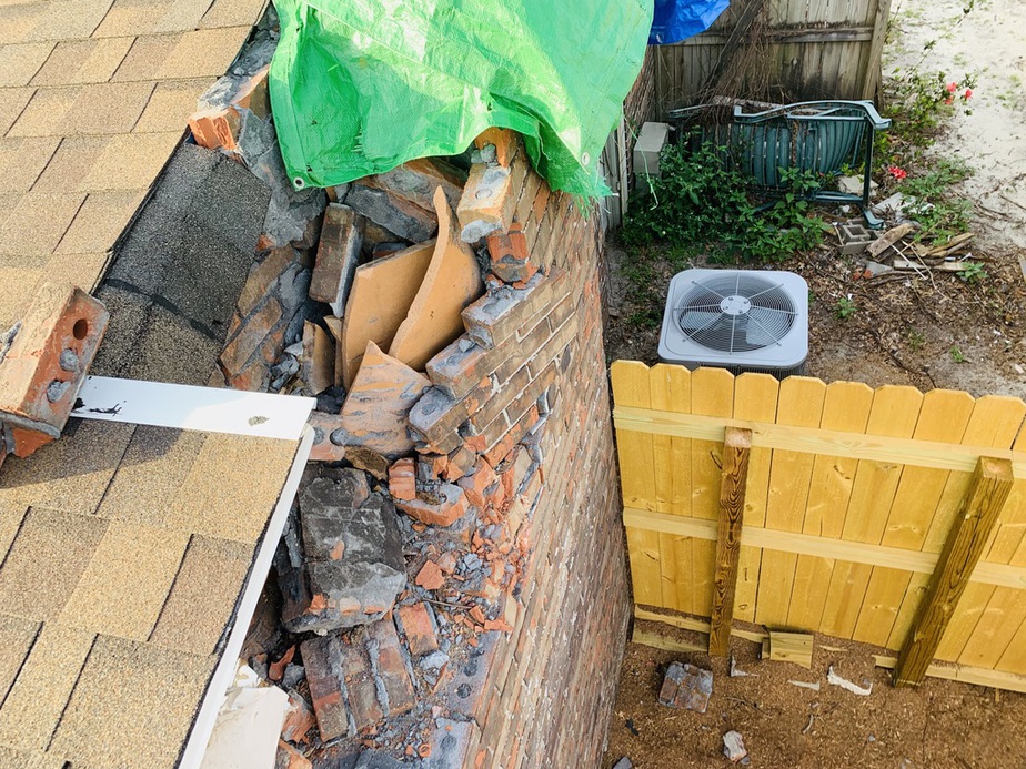 Bricl Chimney with sealant being added