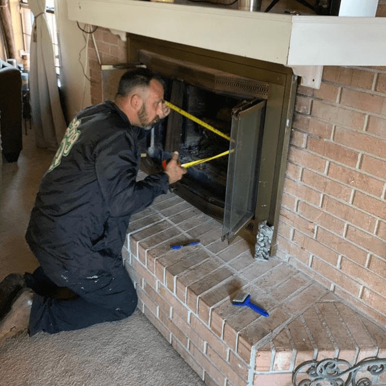 Sootaway Experts Working on Fireplace